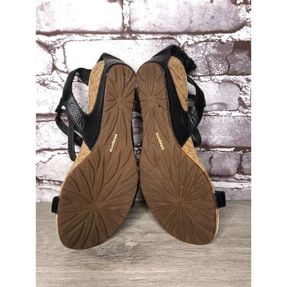 Patagonia Black Leather Ankle Strap Cork Wedge Sandals Women’s Sz 6.5M US/37EU - Picture 6 of 16